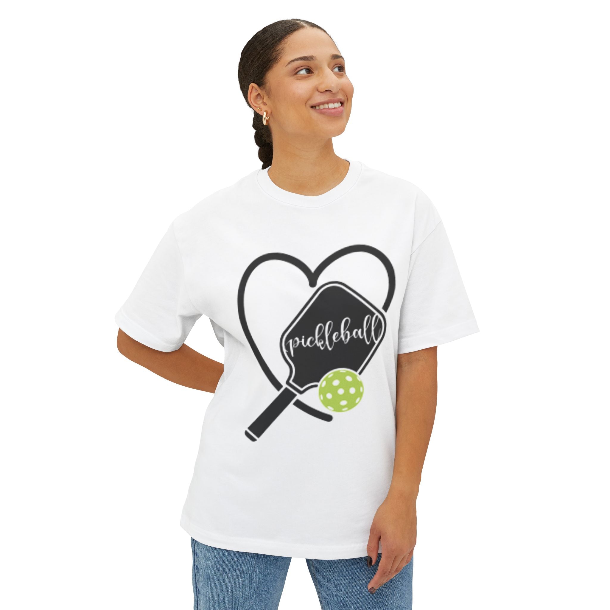 Pickleball Love Unisex Oversized Tee, Sports Shirt, Casual Wear, Gift for Athletes, Summer Fashion, Heart Design
