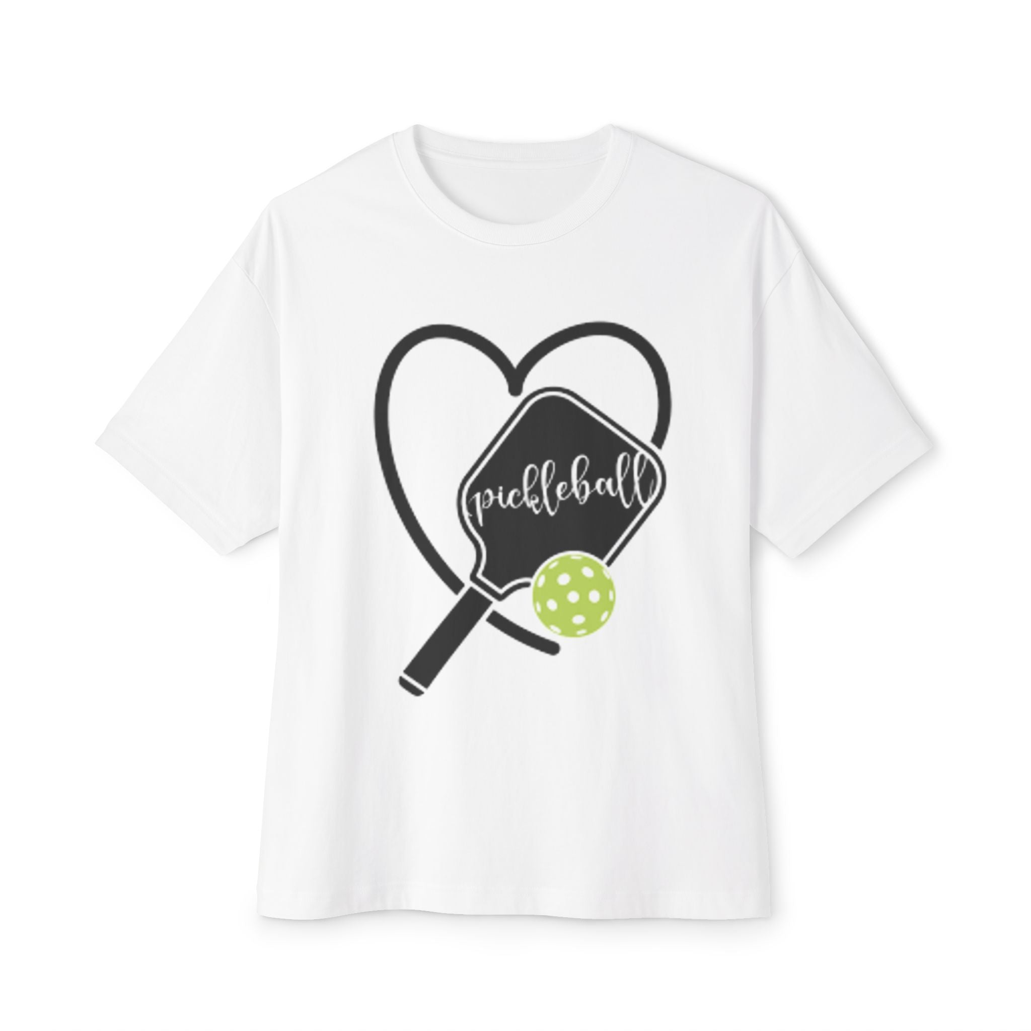Pickleball Love Unisex Oversized Tee, Sports Shirt, Casual Wear, Gift for Athletes, Summer Fashion, Heart Design